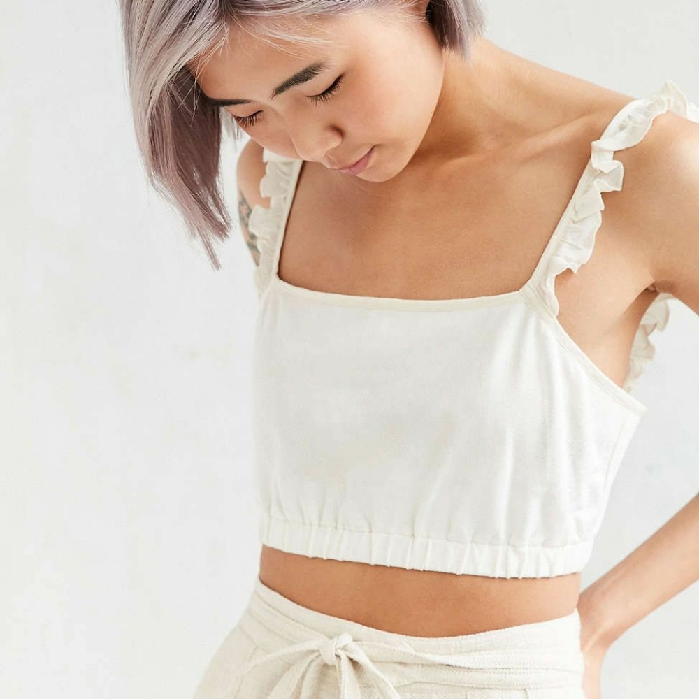Urban outfitters ruffle strap crop top
